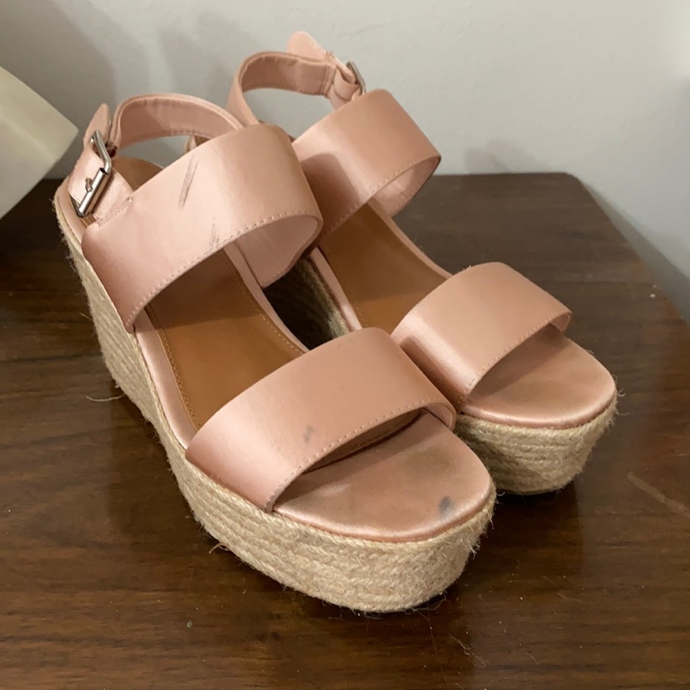 Steve Madden Pink Satin Wedge Sandals Size 7